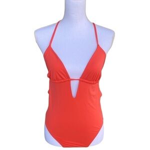 Tart Swim Hera Coral Strappy Cutout One Piece Swimsuit Med NWT Bright Colorful